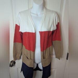 Ecowish Colorblock Fall Open Front Cardigan Size Small